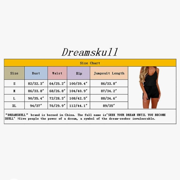 💕2/25 Dreamskull Short Cami Romper Spaghetti Strap Adjustable Drawstring Sz S - Picture 6 of 6